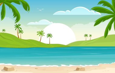 Tropikal Sahilde Tatil Palm Tree Yaz Manzarası