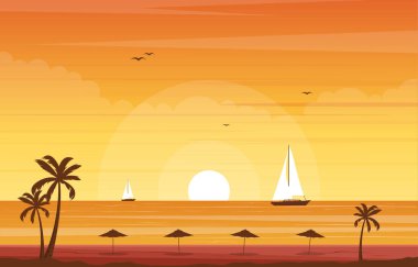 Tropikal Sahilde Tatil Palm Tree Yaz Manzarası