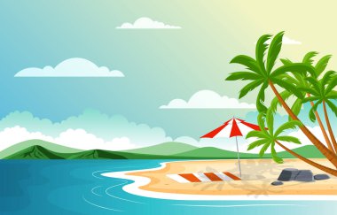 Tropikal Sahilde Tatil Palm Tree Yaz Manzarası