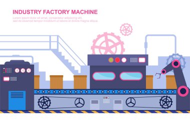 Endüstri Fabrikası Konsept Taşıyıcı Otomatik Üretim Robotik Kurulum İllüstrasyonu