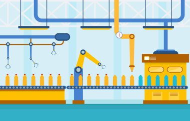 Endüstri Fabrikası Konsept Taşıyıcı Otomatik Üretim Robotik Kurulum İllüstrasyonu