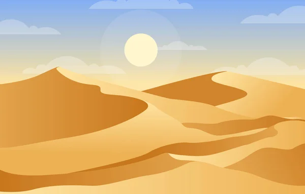 Beautiful Vast Desert Hill Mountain Arabian Horizon Landscape Illustration — Stock Vector