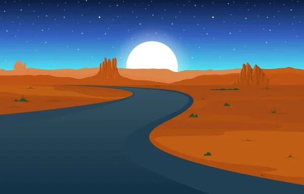Dag Grote West Amerikaanse Woestijn Met Cactus Horizon Landschap Illustratie — Stockvector