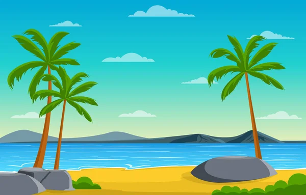 Wakacje Tropical Beach Sea Palm Tree Letni Krajobraz Ilustracja — Wektor stockowy