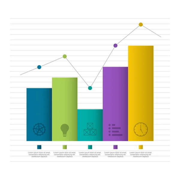 Graf Grafu Sloupců Diagram Finanční Analýzy Statistika Podnikání Infographic Illustration — Stockový vektor