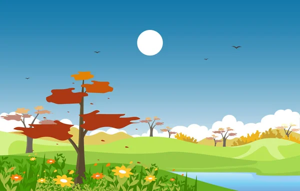 Летняя Весна Зеленая Долина Свежее Небо Наружная Иллюстрация Пейзажа — стоковый вектор