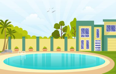 Arka Bahçe Resimlerinde Yüzme Havuzu Olan Modern Ev Villa Harici