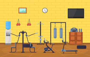 Spor Merkezi Spor Kulübü Spor Ağırlığı Vücut Geliştirme Ekipmanı Vektör İllüstrasyonu