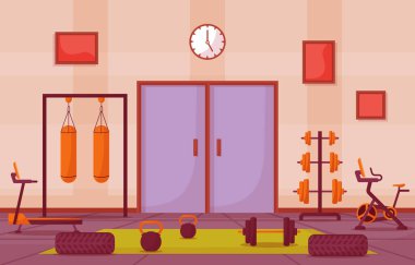 Spor Merkezi Spor Kulübü Spor Ağırlığı Vücut Geliştirme Ekipmanı Vektör İllüstrasyonu