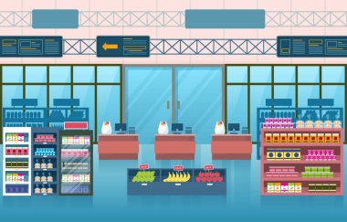 Süpermarket Market Rafları Mağazası Perakende Mağazası Alışveriş Merkezi Daire Çizimi