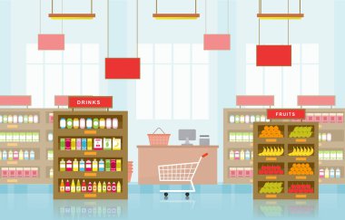 Süpermarket Market Rafları Mağazası Perakende Mağazası Alışveriş Merkezi Daire Çizimi