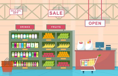 Süpermarket Market Rafları Mağazası Perakende Mağazası Alışveriş Merkezi Daire Çizimi