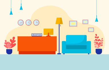 Resepsiyondaki Otel Kontrolü Lobi Odası Mobilya İç Görünümü