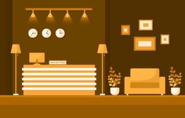 Resepsiyondaki Otel Kontrolü Lobi Odası Mobilya İç Görünümü