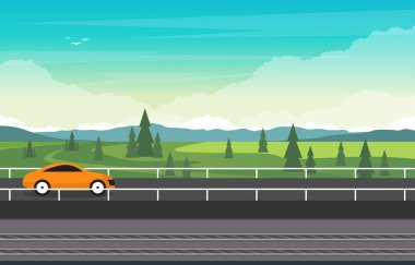 Demiryolu Demiryolu Taşımacılığı Tren Doğa Görünümü Manzarası Çizimi