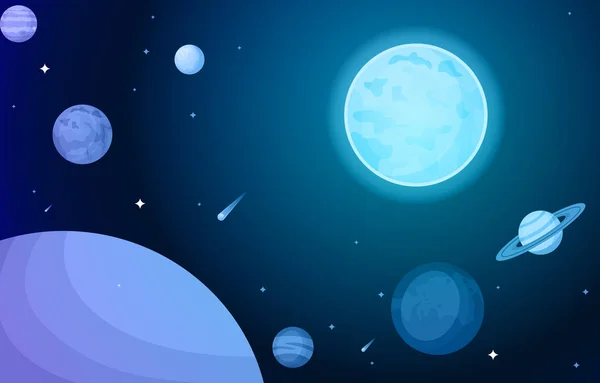 惑星スター ムーン宇宙フラットベクトルイラスト — ストックベクタ