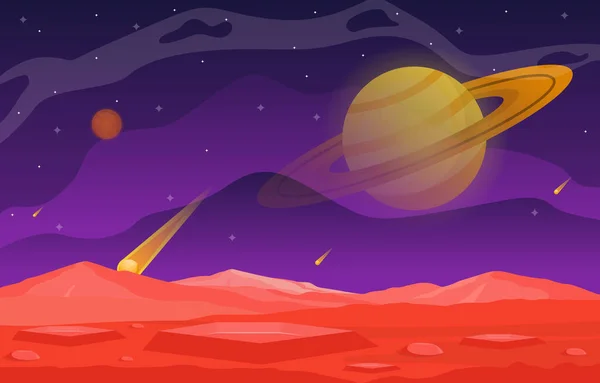 Paisaje Superficie Del Planeta Cielo Ciencia Ficción Fantasía Ilustración — Vector de stock