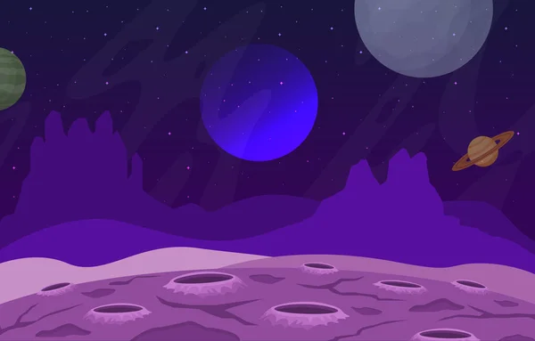 Krajinný Povrch Planety Sky Space Science Fiction Fantasy Illustration — Stockový vektor