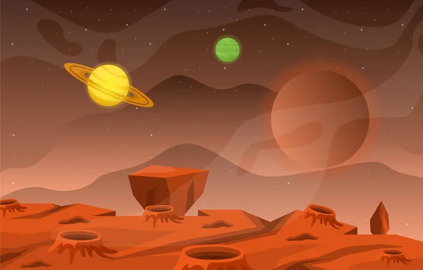 Krajobraz Powierzchnia Planety Sky Space Science Fiction Fantazja Ilustracja — Wektor stockowy