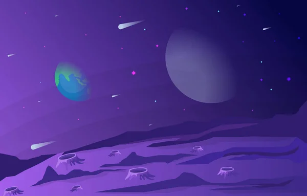 惑星の風景 Sky Space Science Fictionファンタジーイラスト — ストックベクタ