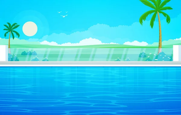 Wasser Freibad Hotel Nature Relax Ansicht Illustration — Stockvektor