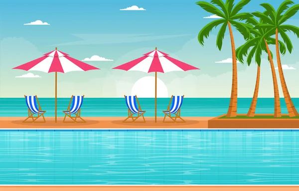 Vodní Venkovní Bazén Hotel Nature Relax View Ilustrace — Stockový vektor