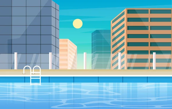 Vodní Venkovní Bazén Hotel City Relax View Ilustrace — Stockový vektor