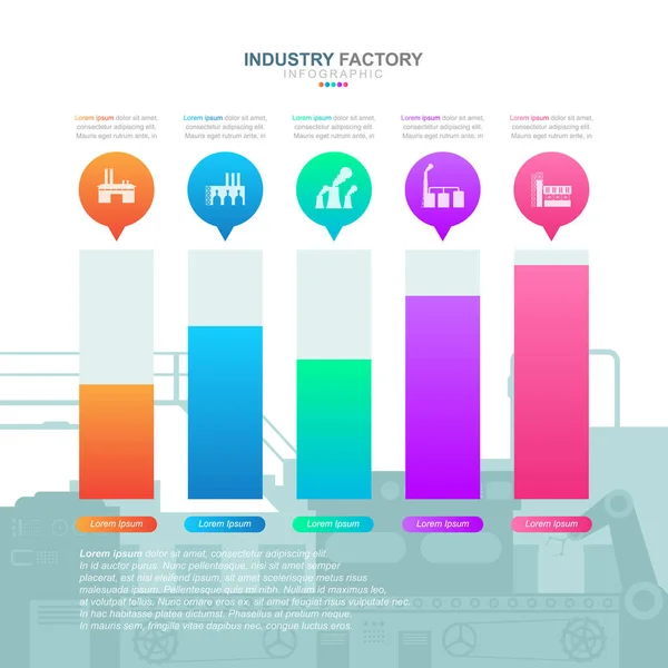 Wykres Słupkowy Wykres Analizy Finansowej Fabryka Statystyczna Infografika Przedsiębiorstw Przemysłowych — Wektor stockowy