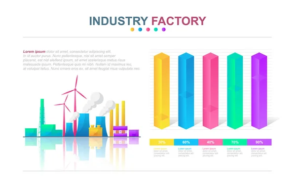 Grafiek Van Staafdiagram Financiële Analytics Statistische Fabriek Industrieel Bedrijf Infographic — Stockvector