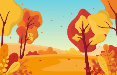 Sonbahar Sonbahar Sezon Ağacı Altın Sarı Doğa Panoramik Manzarası