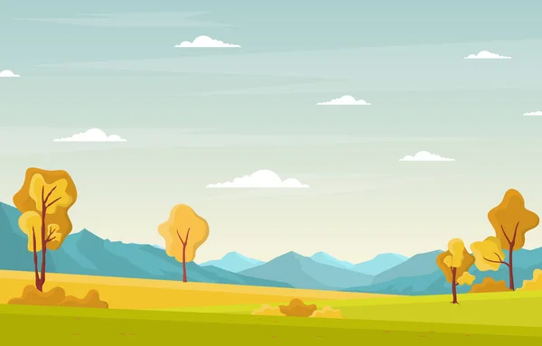 Осінній Осінній Сезон Дерево Золота Жовта Гора Панорамний Пейзаж — стоковий вектор