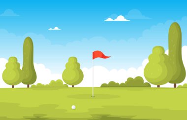 Golf Sahası Yeşil Çimen Ağacı Açık Hava Spor Manzarası