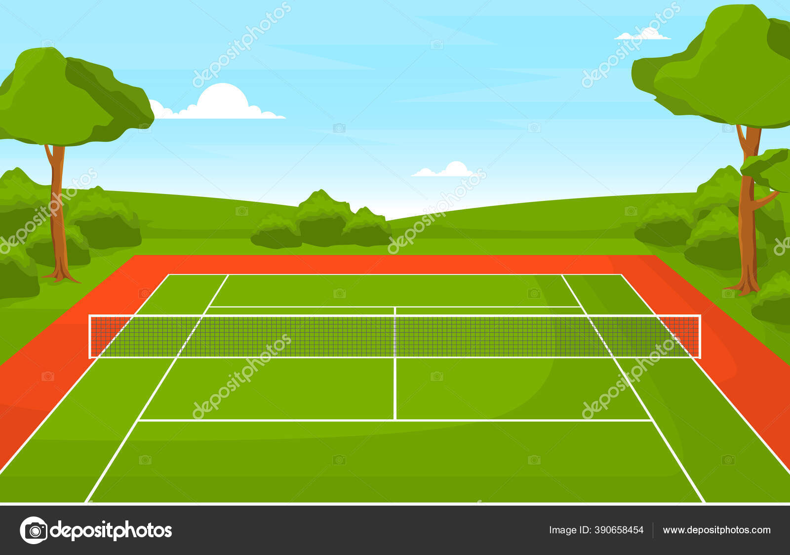 Quadra de tênis ao ar livre, jogo esportivo, recreação, desenho animado,  natureza, paisagem, quadra de tênis, campo esportivo