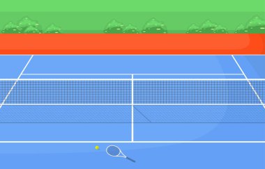 Açık Tenis Sahası Spor Oyunu Eğlence Çizgi Filmi Doğa Manzarası