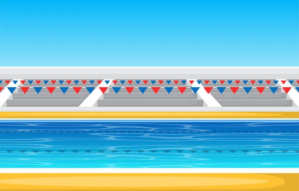 Venkovní Bazén Dovolená Zdravý Sport Cartoon Illustration — Stockový vektor