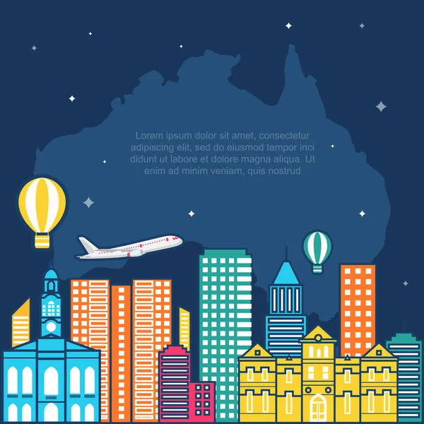 Adelaide City Australia Travel Journée Mondiale Tourisme Illustration — Image vectorielle