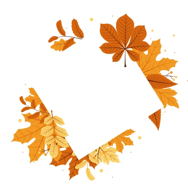 Herbst Herbst Saison Blatt Gruß Einladung Quadrat Rahmen Hintergrund Bouquet — Stockvektor