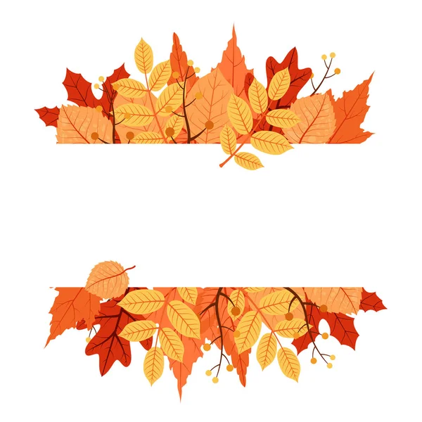 Autumn Fall Season Leaf Greeting Invitation Card Frame Background Bouquet — Stock Vector