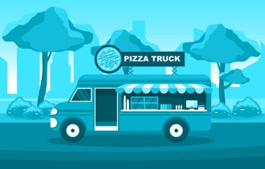 Pizza Fast Food Truck Minibüs Araç Sokak Resimleri