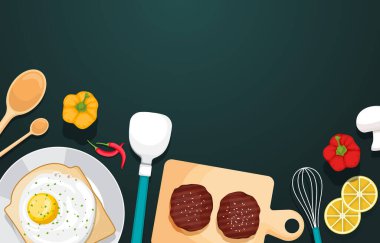 Yemek Masası Arkaplanındaki Yumurta Ekmek Arkaplanı Çizimi