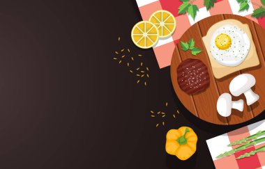 Pişirme Masası Mutfağında Yumurta Ekmek Eti ResimleriName