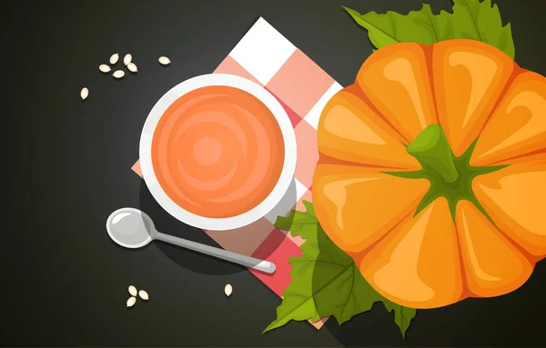 Pumpkin Food Photography Finom Ízletes Menü Asztalon Illusztráció — Stock Vector