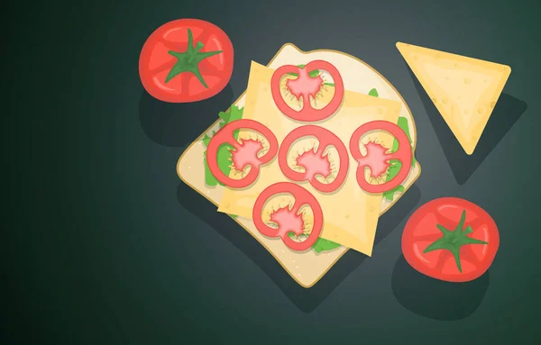 Sandwich Food Fotografie Leckeres Schmackhaftes Menü Auf Dem Tisch Illustration — Stockvektor