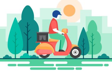 Scooter Motorsikletli Adam Ekspres Nakliye Servisi Yiyecek Nakliyesi
