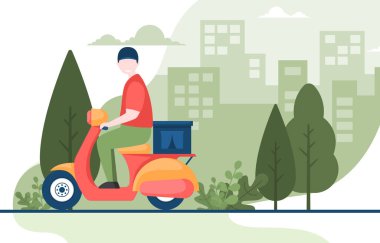 Scooter Motorsikletli Adam Ekspres Nakliye Servisi Yiyecek Nakliyesi