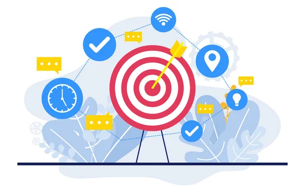 Bullseye Digital Marketing Commerce Mobile Web Analyse Design Illustration — Stockvektor