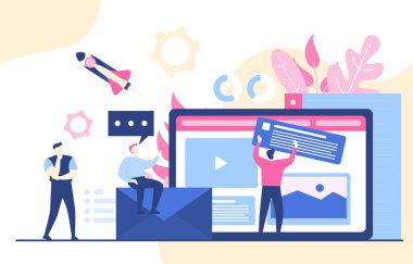 İnsanlar Web Sitesi Tasarımı Web Sayfası Geliştirme İllüstrasyonunu İnşa Ediyor