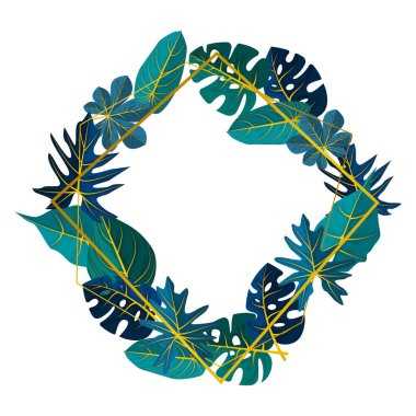 Dikdörtgen Yeşil Tropikal Bitki Yaz Yaprak Sınır Çerçevesi Arkaplanı