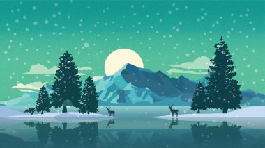 Donmuş Dağ Gölü ve Evergreen Çam Ağaçları