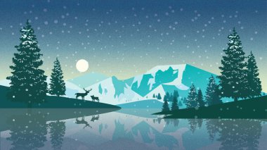 Karlı Çamlar ve Dağlarla Huzurlu Donmuş Göl